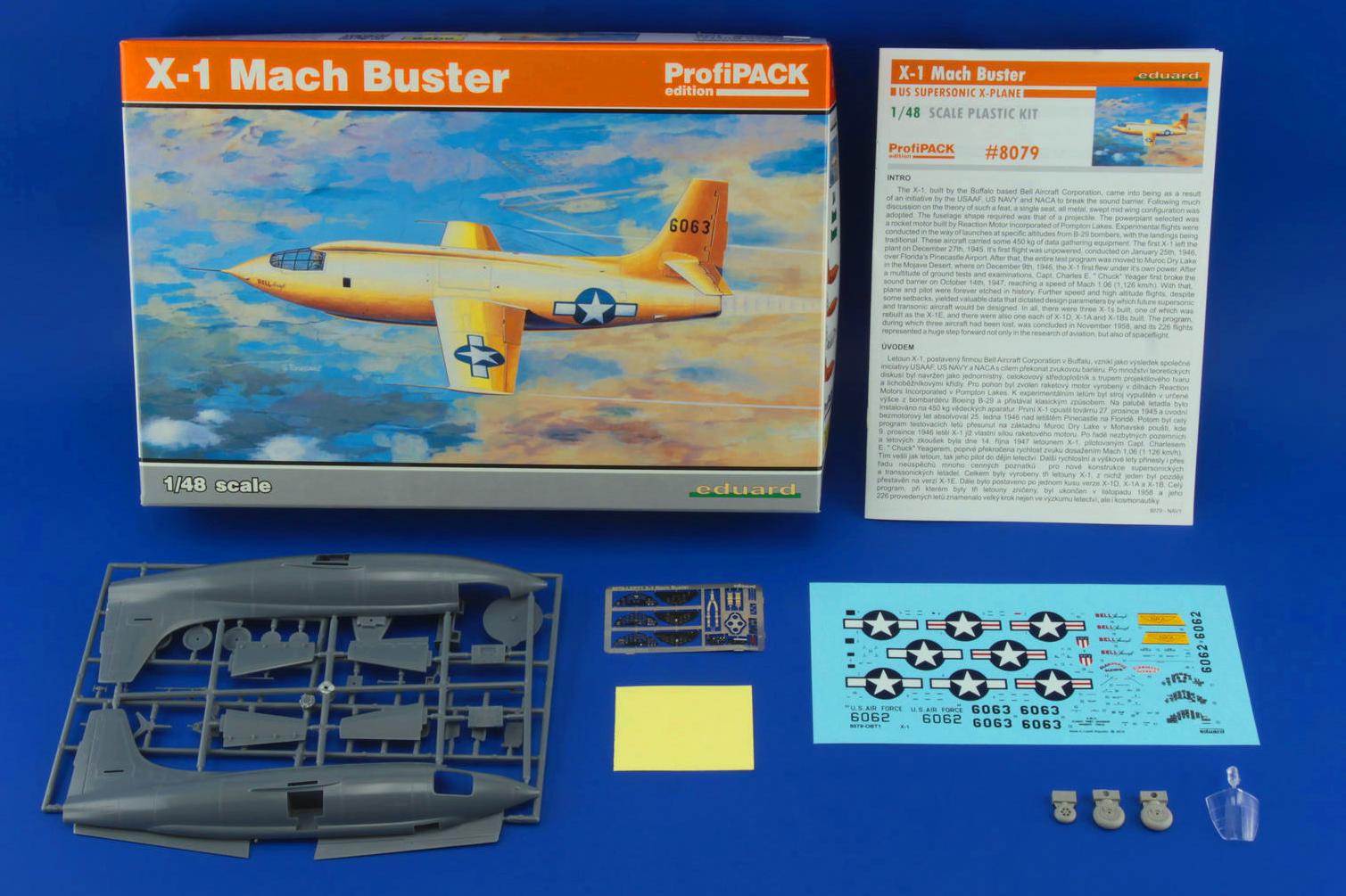 Eduard-8079-Bell-X-1-Machbuster-Schachtelinhalt Eduard X-1 Mach Buster 8079
