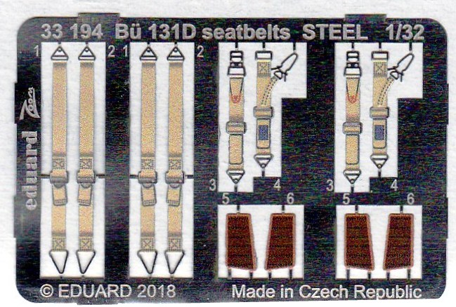 Eduard-33194-Bü-131D-seatbelts-STEEL-2 EDUARD Detailsets für die Bücker Bü 131D von ICM im Maßstab 1:32