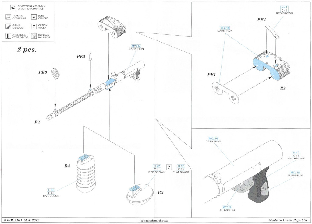 Anleitung-2 MG 15 guns (2pcs) 1:48 Eduard (#648 085)