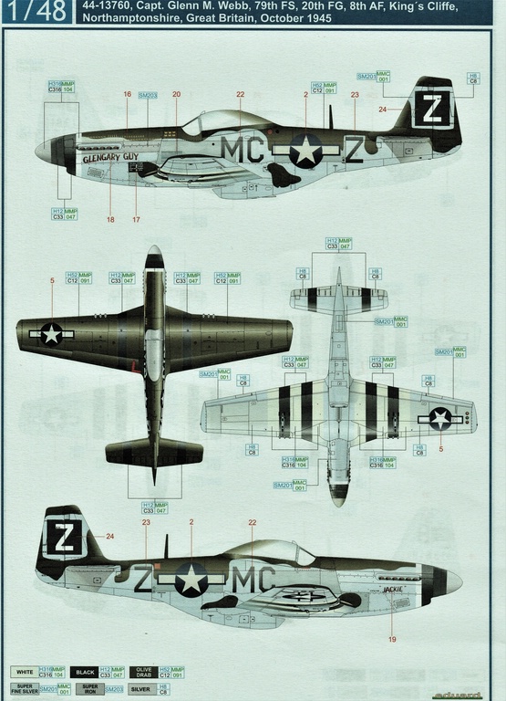 Eduard-D48085-Decals-P-51-8th-AF-4 Eduard Decals für P-51 D-5 „8th AF“ in 1.48 #D48085