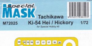 Masken für die Ki-54 Hickory in 1:72 von Special Hobby ‚ SH M 72025