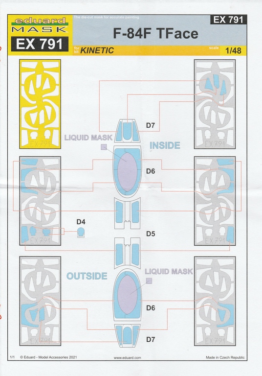 Eduard-FE-1198-und-1199-F-84-von-Kinetic-18 Ätzteile und Masken für Kinetics F-84F „Thunderstreak“ in 1:48 #491198, FE1198, FE1199