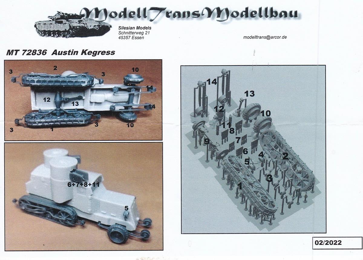 ModellTrans-MT-72836-Austin-Kegresse-3 Panzerwagen Austin Kegresse 1:72 von ModellTrans # MT 72836