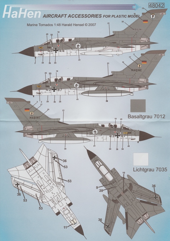 HaHen-Decals-48042-und-48067-Tornado-10 Decalsets für frühe Tornados Luftwaffe/Marineflieger in 1:48 von HaHen #48042 und #48067