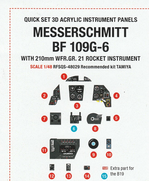 Red-Fox-48029-Bf-109-G-6 3D Instrumente für Tamiyas Bf 109G in 1:48 von Red Fox # 48029