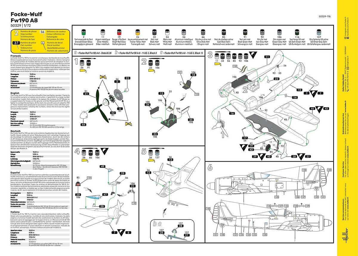 Heller-50329-Normandy-Air-War-Bauanleitung-FW-190-1 Dioramaset Normandy Air War in 1:72 von Heller # 50329