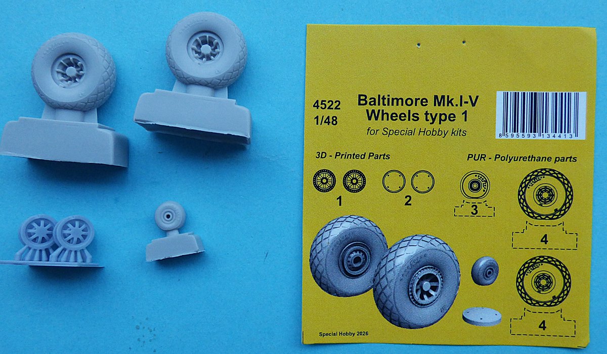 Special-Hobby-CMK-Wheels-Type-1-Baltimore-2 Baltimore Mk. I – V Wheels type 1 von Special Hobby / CMK in 1:48 #4522